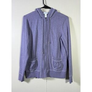Zenergy by Chico's Purple Metallic Trim Full Zip Hoodie Size 0 S Soft Girl Cozy